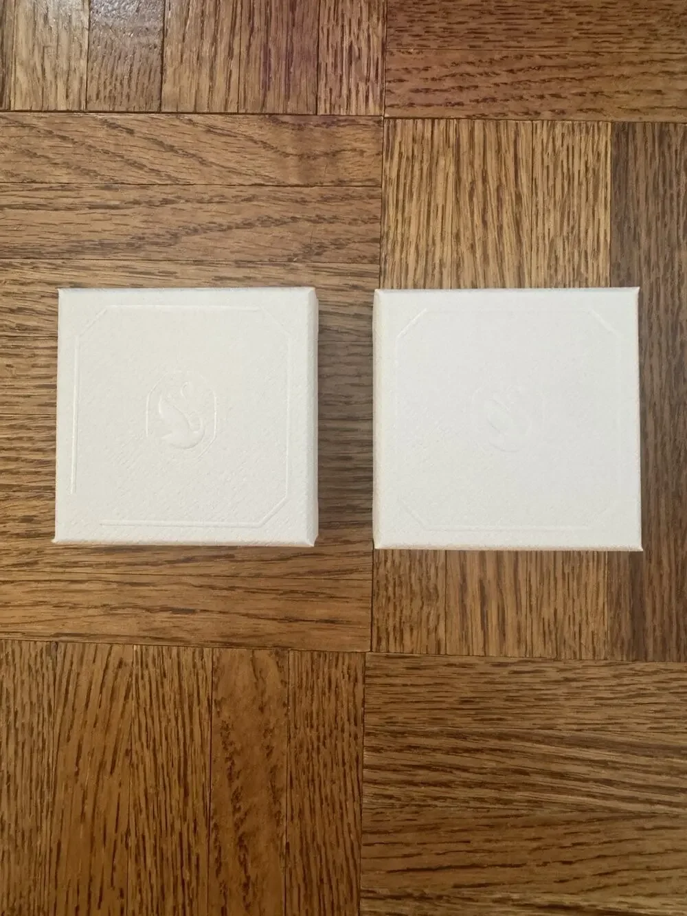 Lot of 2 Swarovski Jewelry Boxes White Square Swan Logo Embossed Gift
